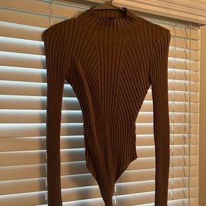 Brown mock neck bodysuit